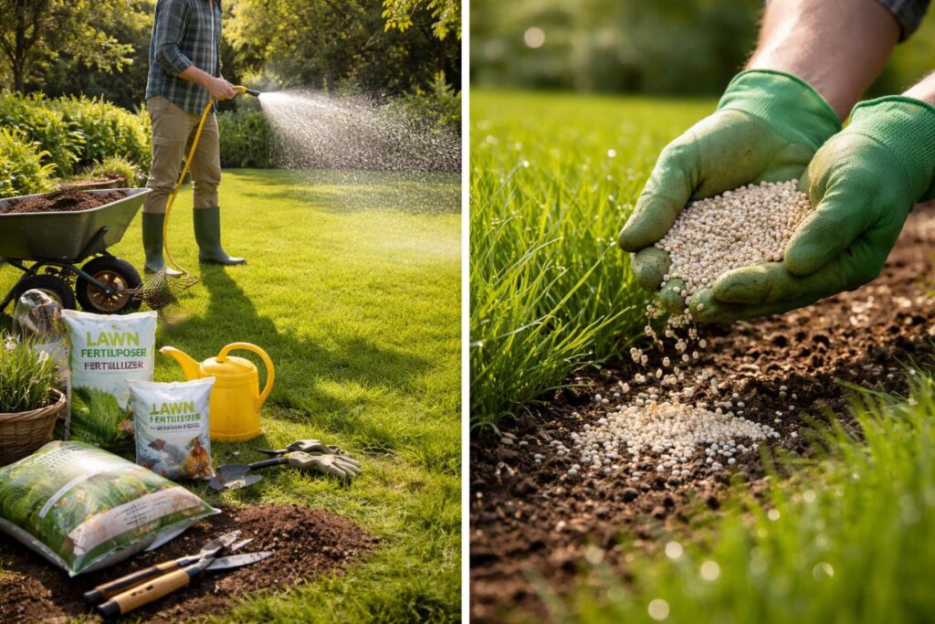 Gyepszőnyeg öntözése és tápanyagok adagolása a kertben