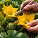 Kézzel történő cukkini és tökfélék beporzás egy magyar kiskertben
