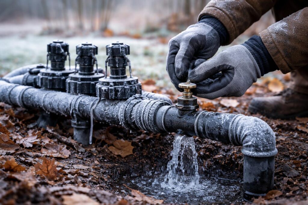 Automata öntözőrendszer téliesítése fagyveszély és víztelenítés témában