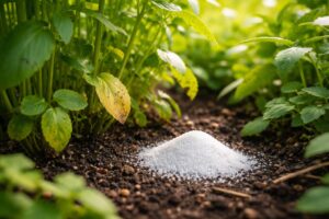 Magnézium-szulfát alkalmazása kertben, növények egészséges levelei