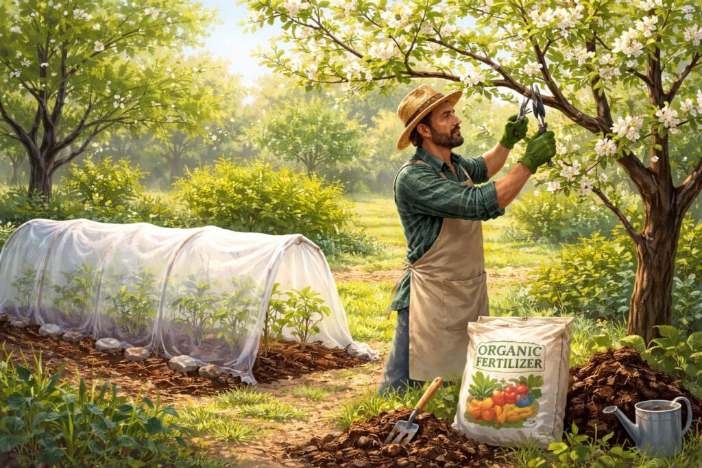 Metszés, fagyvédelem és tápanyagpótlás tavaszi kertnyitáskor márciusban