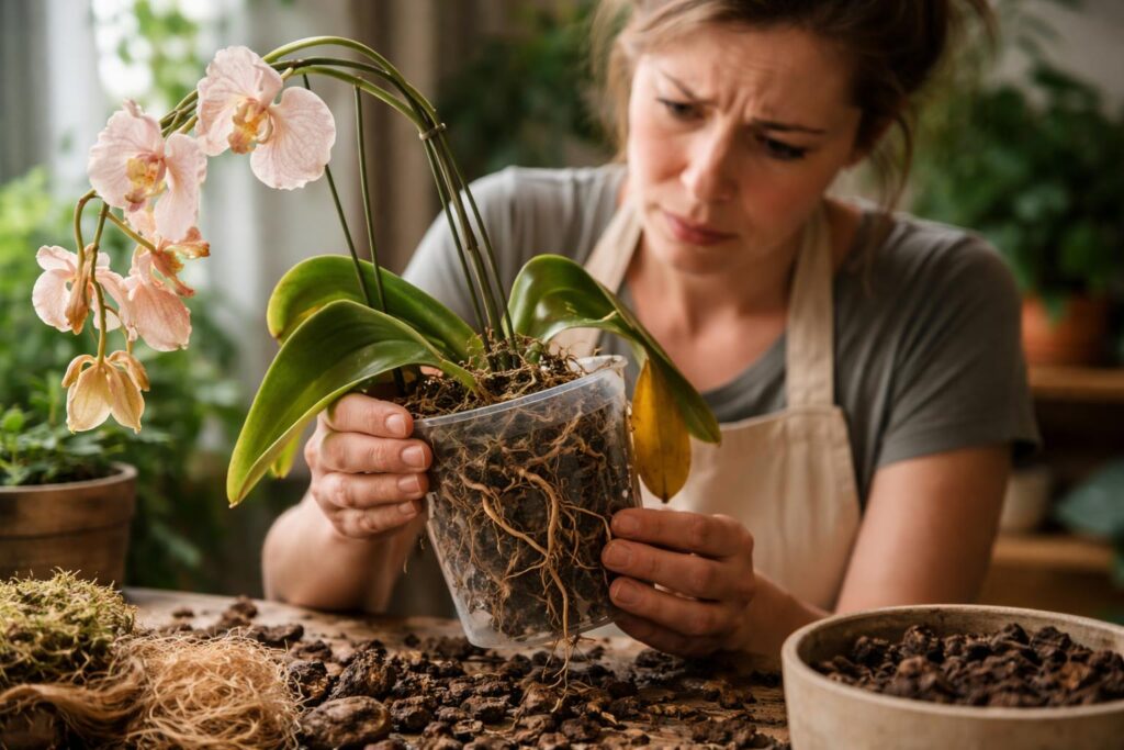 Orchidea virágzik, de nem újra hozza a virágait