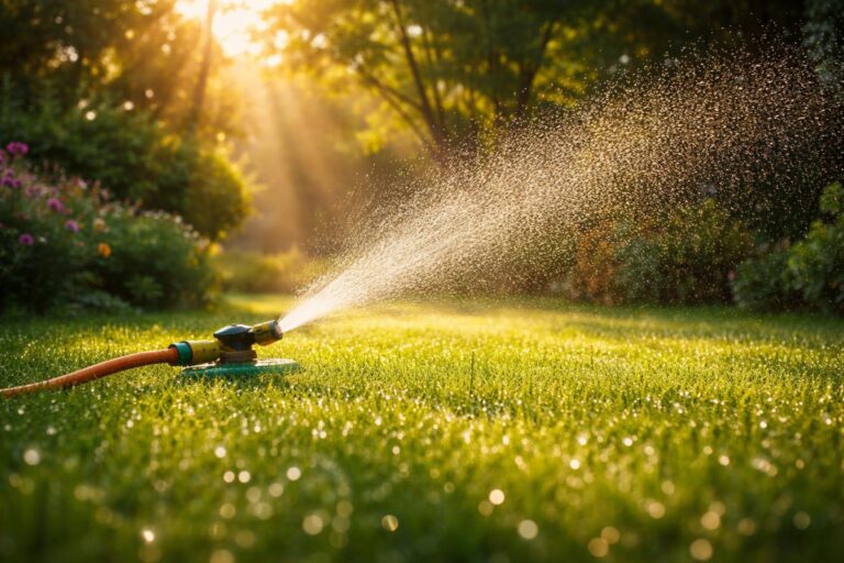 Reggeli és esti locsolás összehasonlítása kertben napfelkeltével és alkonyattal