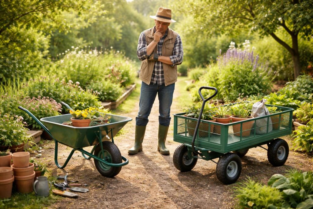 Kerti kocsi és talicska összehasonlítása a hatékonyság érdekében