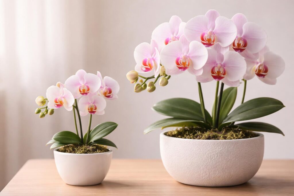 Mini orchideák és normál orchideák összehasonlítása a gondozásban