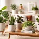 Modern kaspók különböző színekben és formákban a lakásban