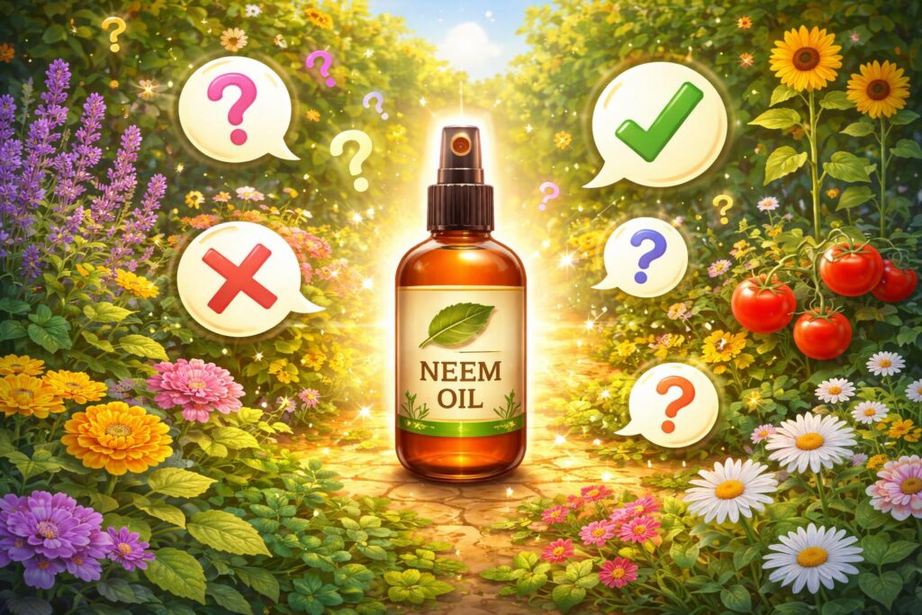 Neem olaj cseppentve levélre, természetes növényvédelem