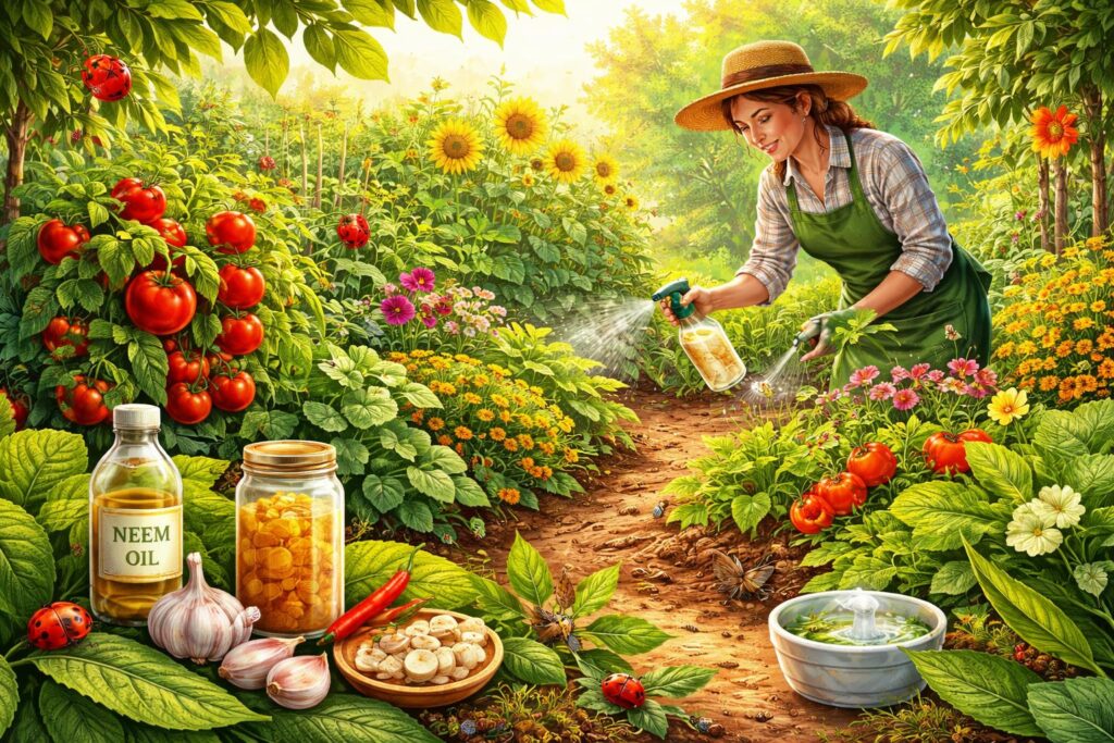 Bio-kertészkedés növényvédelem vegyszerek nélkül, természetes módszerek alkalmazása