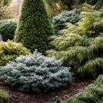 Tűlevelű és örökzöld növények dús zöld koronával