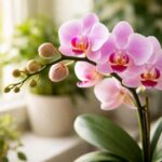 Virágzó orchideák ablakpárkányon, egész évben virágzásra serkentve